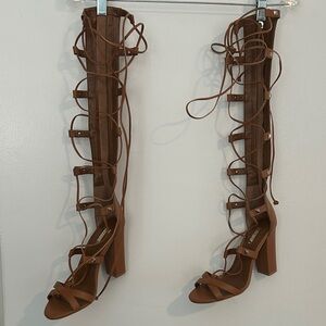 Guess Tan Lace-Up gladiator Heeled Sandals